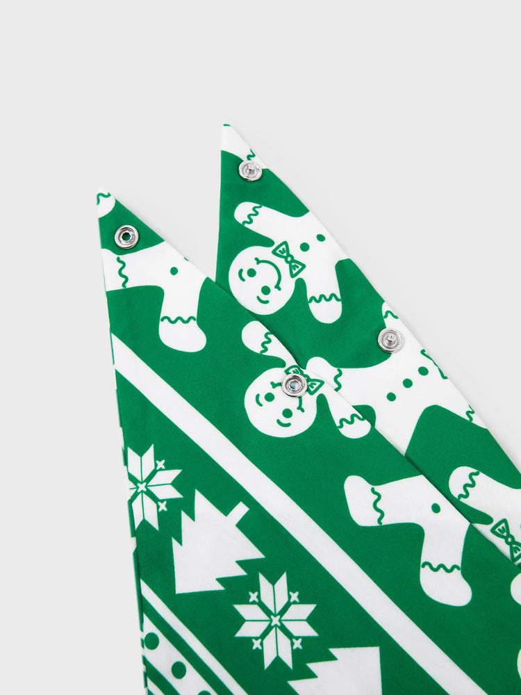 Ensemble pyjama de Noël assorti pour toute la famille, imprimé pain d'épices et sapin de Noël, vert, avec chaussettes de Noël vertes