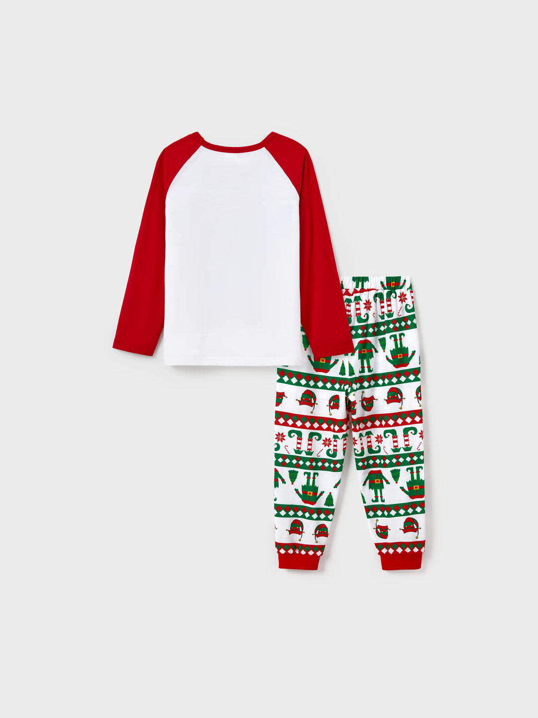Conjunto de pijama familiar navideño a juego con estampado de duende navideño y calcetines navideños rojos