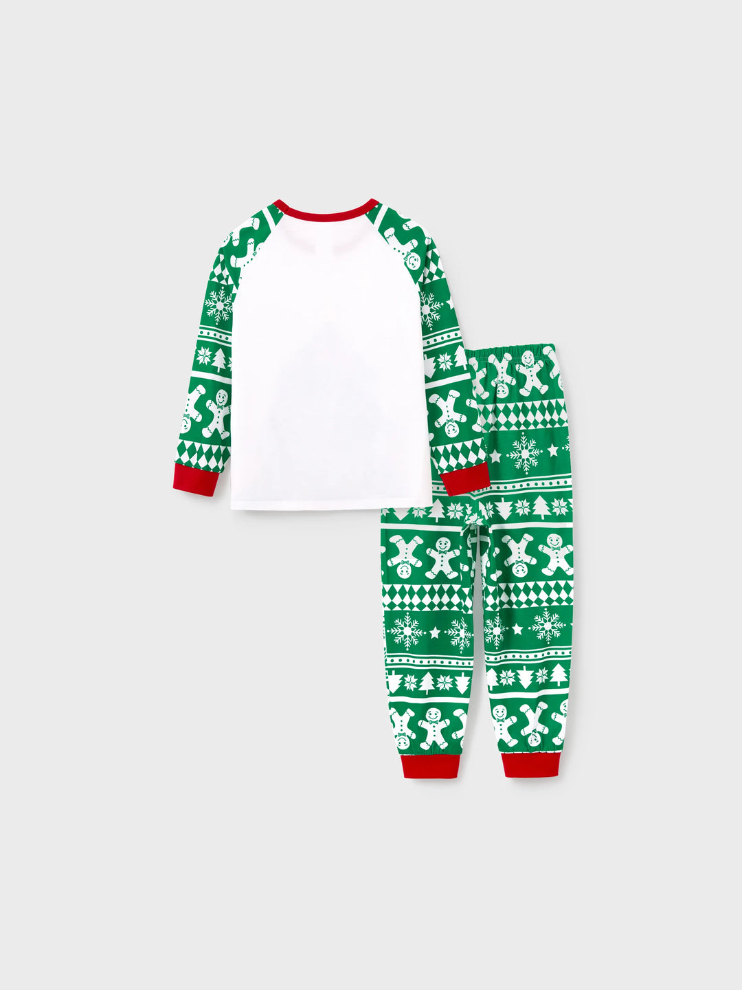 Weihnachten Passendes Familienpyjama-Set Lebkuchen und Weihnachtsbaum Print Grün PJS mit Weihnachtssocken grün
