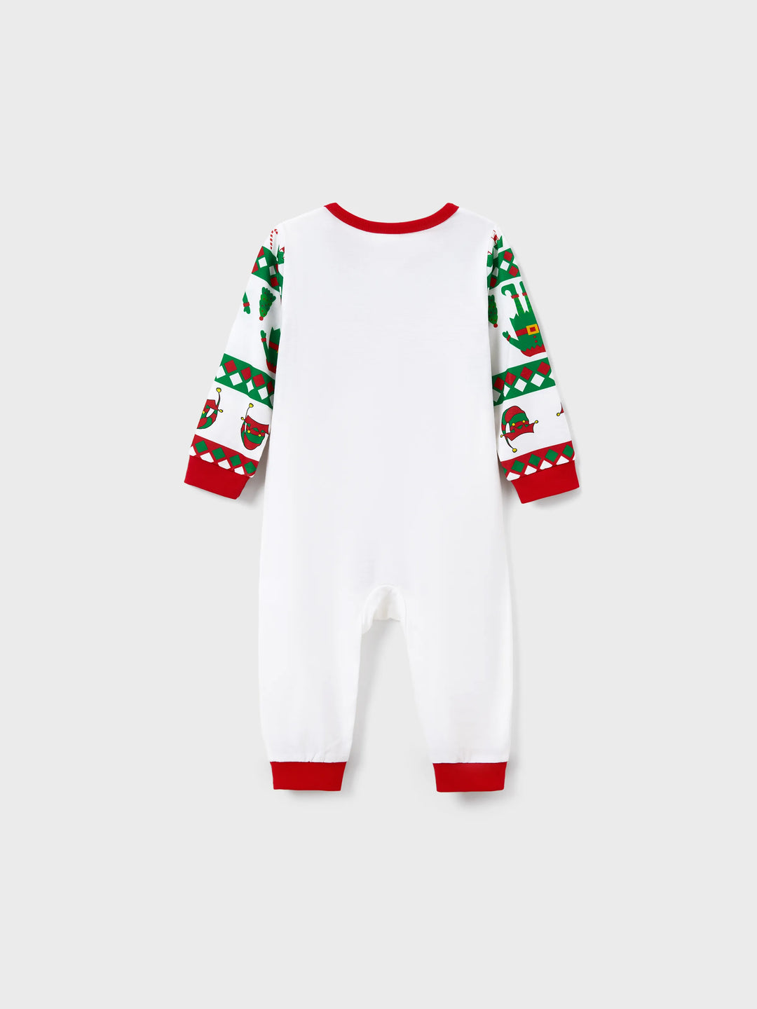 Conjunto de pijama familiar navideño a juego con estampado de duende navideño y calcetines navideños rojos