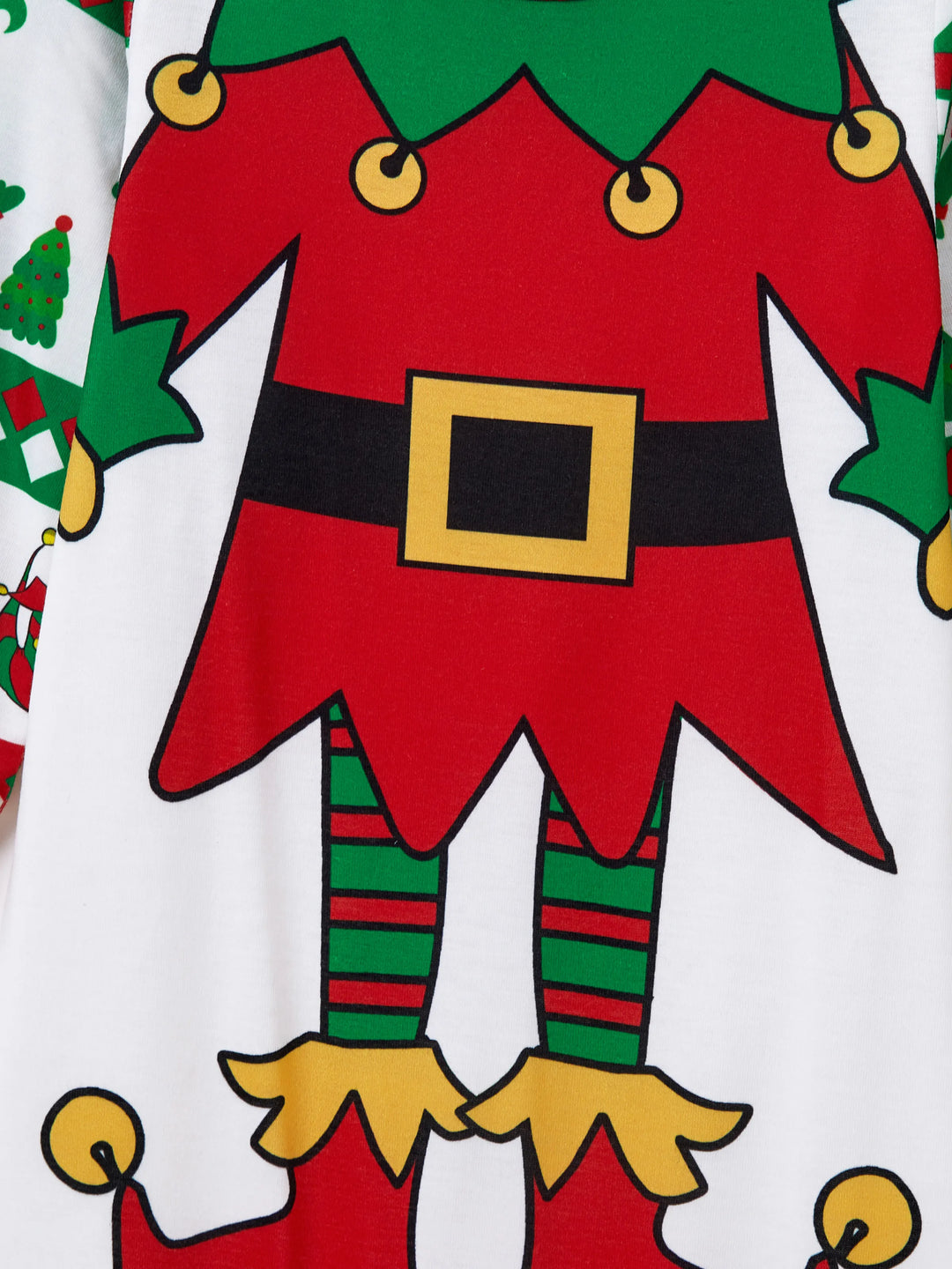 Conjunto de pijama familiar navideño a juego con estampado de duende navideño y calcetines navideños rojos