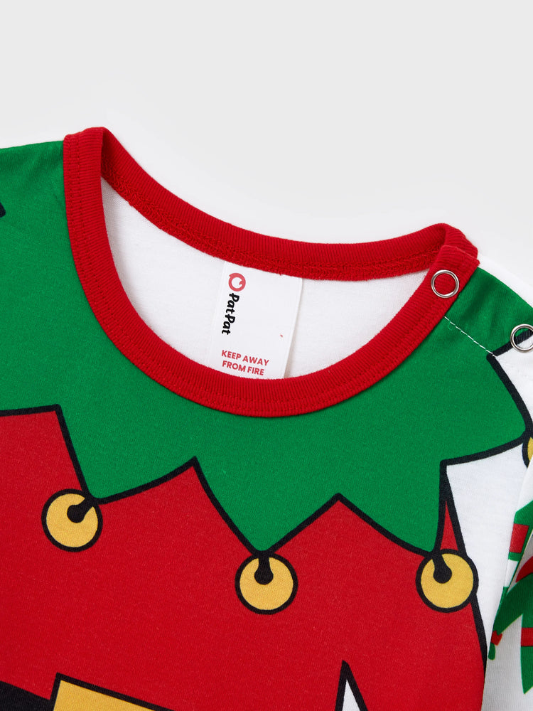 Ensemble pyjama de Noël assorti pour toute la famille, imprimé elfe de Noël et chaussettes de Noël rouges