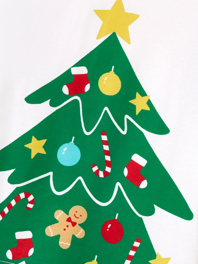 Ensemble pyjama de Noël assorti pour toute la famille, imprimé pain d'épices et sapin de Noël, vert, avec chaussettes de Noël vertes