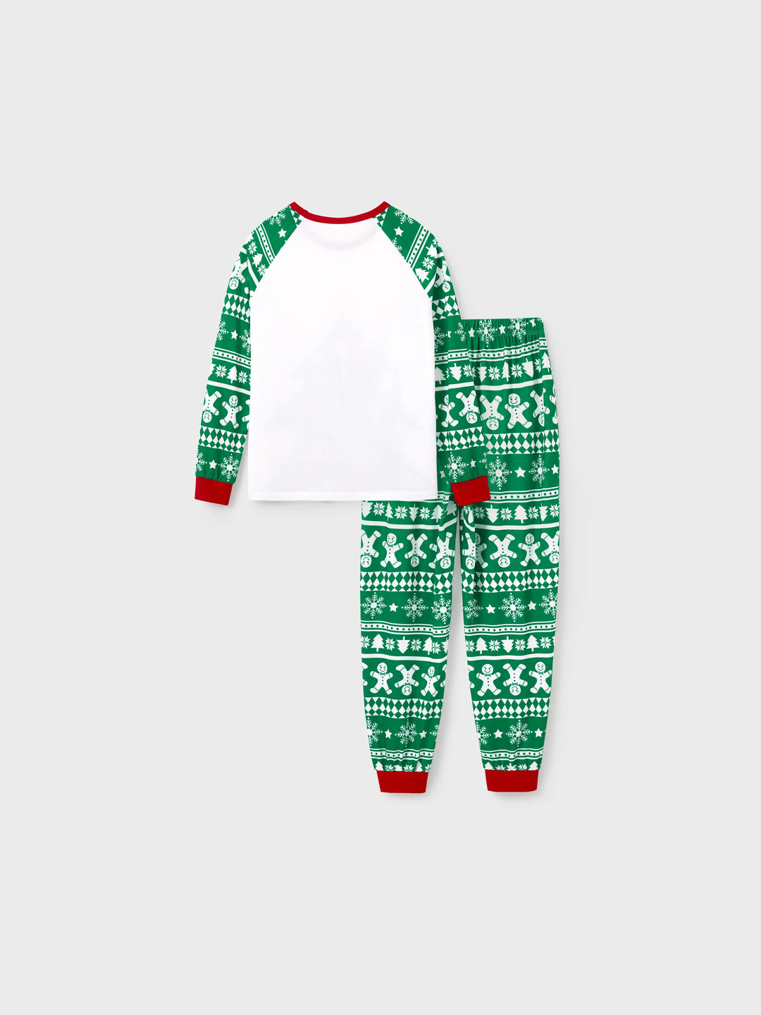 Weihnachten Passendes Familienpyjama-Set Lebkuchen und Weihnachtsbaum Print Grün PJS mit Weihnachtssocken grün