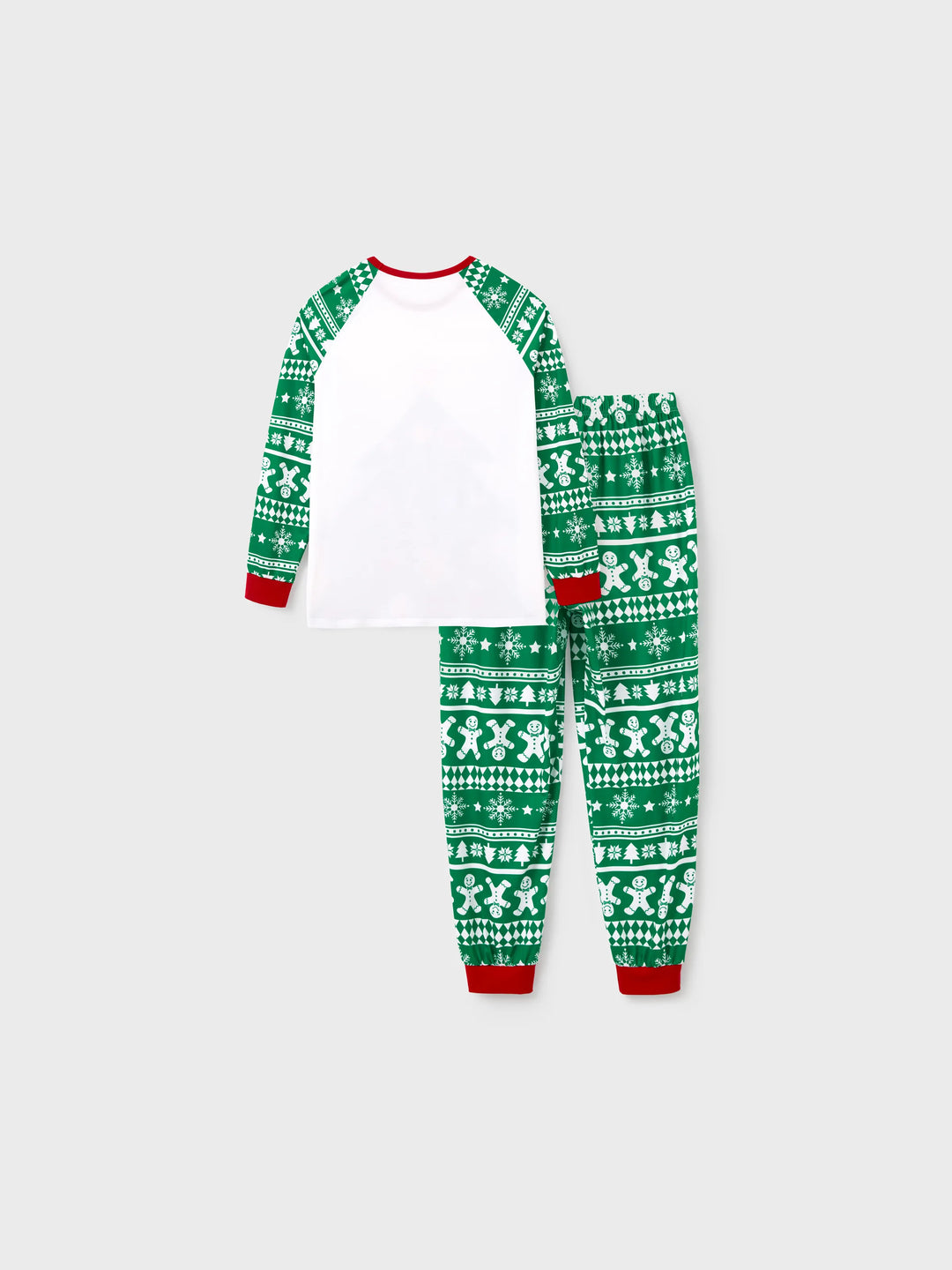 Weihnachten Passendes Familienpyjama-Set Lebkuchen und Weihnachtsbaum Print Grün PJS mit Weihnachtssocken grün