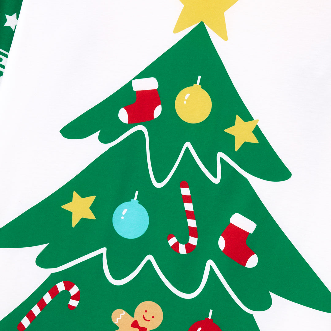Weihnachten Passendes Familienpyjama-Set Lebkuchen und Weihnachtsbaum Print Grün PJS mit Weihnachtssocken grün