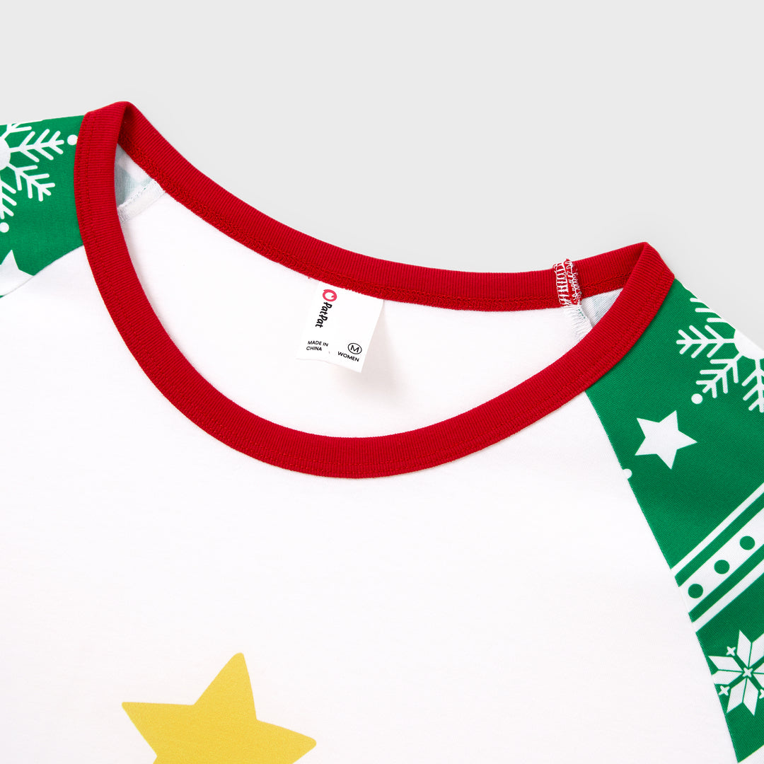Weihnachten Passendes Familienpyjama-Set Lebkuchen und Weihnachtsbaum Print Grün PJS mit Weihnachtssocken grün
