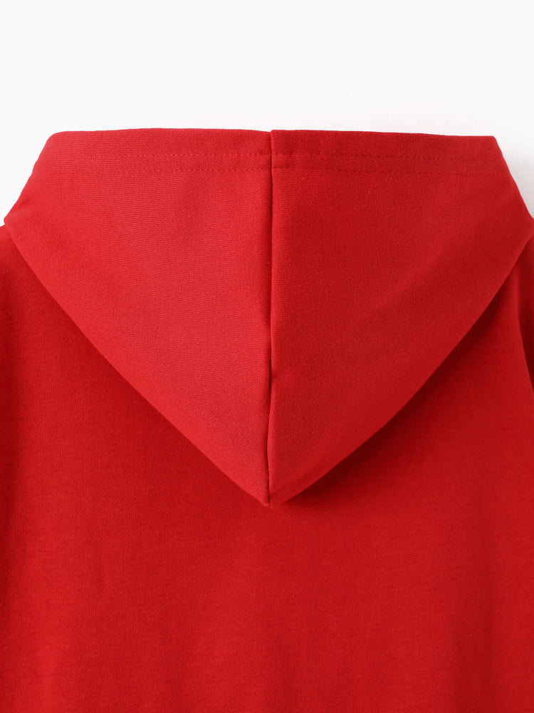 Disney Stitch Christmas Kid Boy/Girl 46% Cotton Childlike Hooded Sweatshirt Red