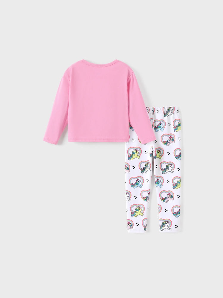 Ensemble 2 pièces t-shirt et leggings à imprimé cœur My Little Pony pour petite fille, rose