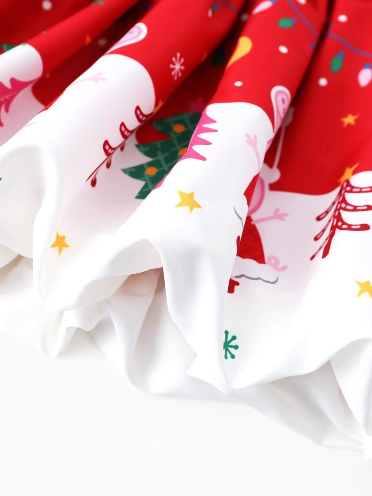 Robe de Noël Peppa Pig à manches flottantes pour petite fille, rouge