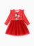Disney Mickey and Friends Toddler Girl Christmas Mickey Mouse Graphic Long Sleeve Tulle Dress Red