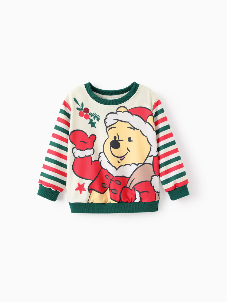 Disney Winnie the Pooh Christmas Toddler Boy 2pcs Striped Sweatshirt and Pants Set Green