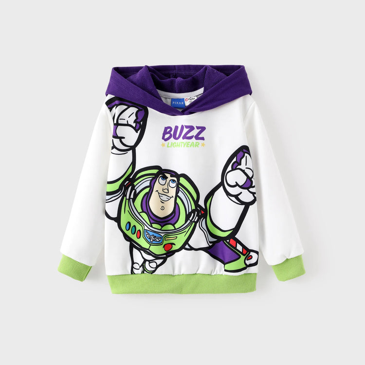 Toy Story Toddler Boy Buzz Lightyear Ribbed Cuffs Hooded Top White