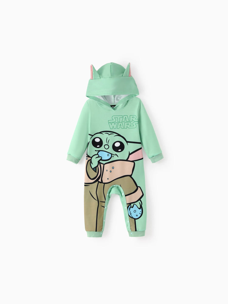 Star Wars Baby Boy Yoda Cotton Blend Hoodie Jumpsuit Light Green