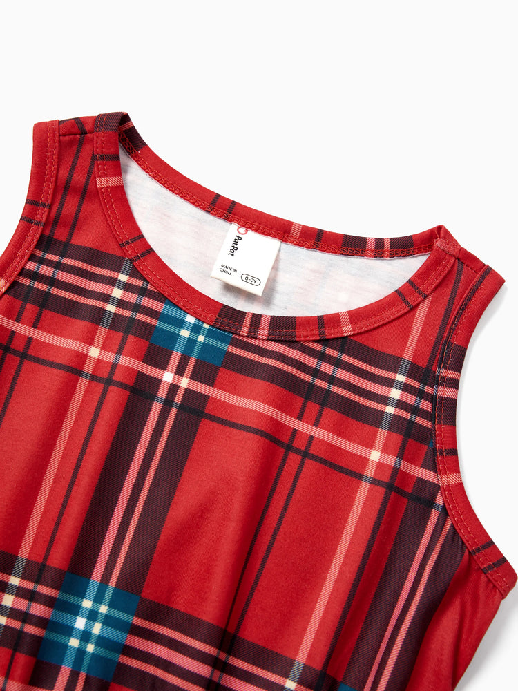 Toddler/ Kid Girl 2pcs Solid Jacket and Plaid Dress Set Burgundy