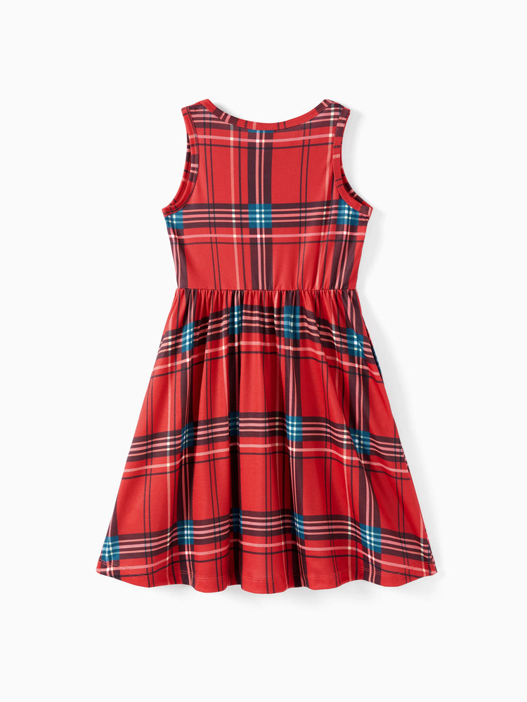 Toddler/ Kid Girl 2pcs Solid Jacket and Plaid Dress Set Burgundy