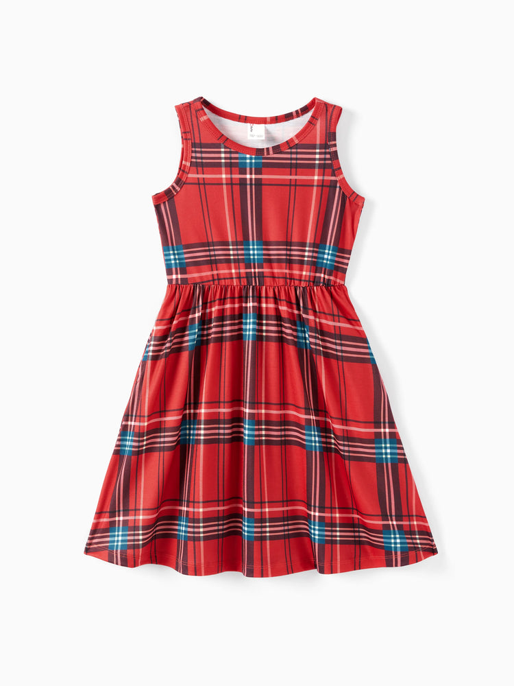 Toddler/ Kid Girl 2pcs Solid Jacket and Plaid Dress Set Burgundy