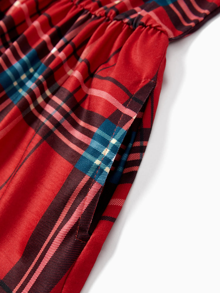 Toddler/ Kid Girl 2pcs Solid Jacket and Plaid Dress Set Burgundy