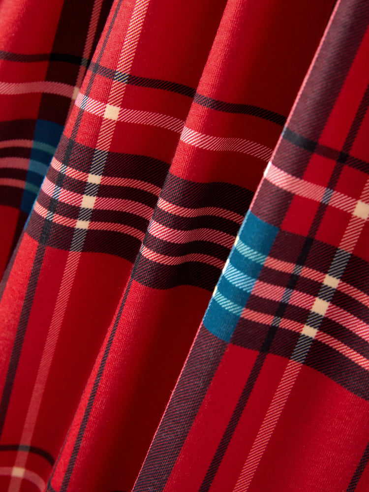 Toddler/ Kid Girl 2pcs Solid Jacket and Plaid Dress Set Burgundy