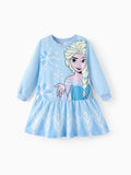 Robe Elsa à taille froncée pour petite fille Disney La Reine des Neiges, bleu clair