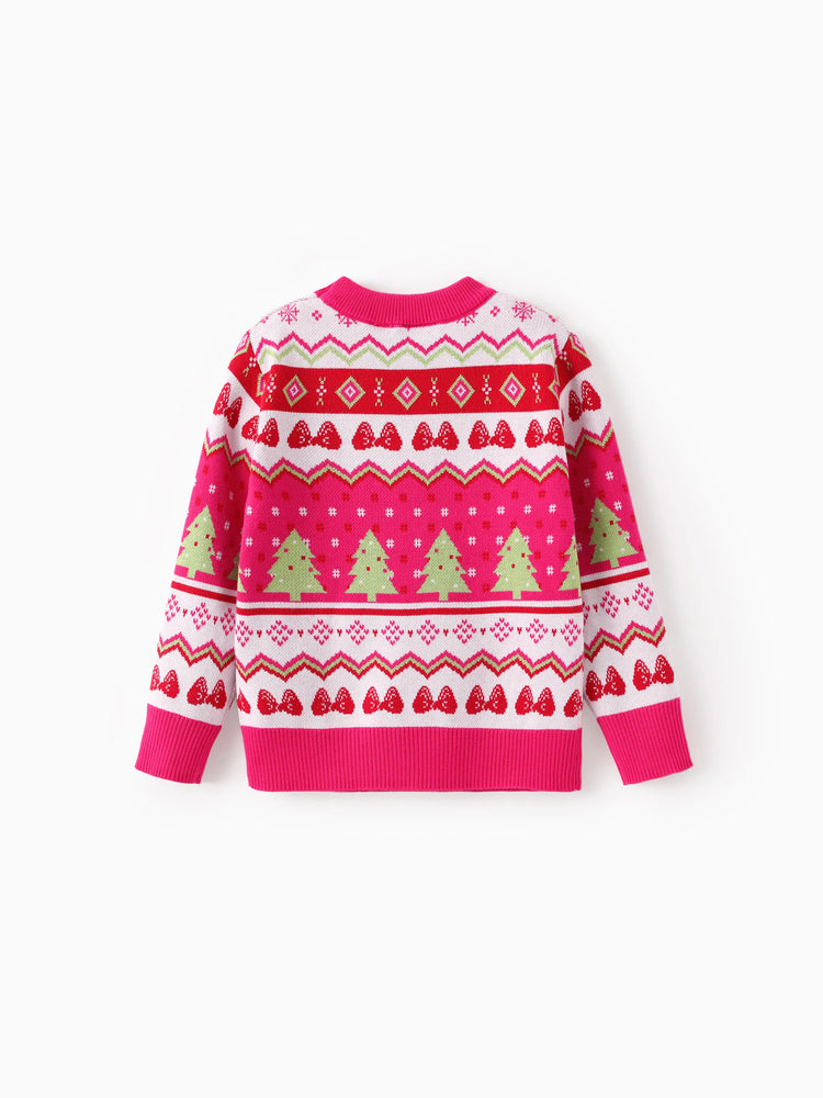 Pull de Noël Disney Mickey et ses amis pour petite fille, imprimé Fair Isle Minnie, rose vif