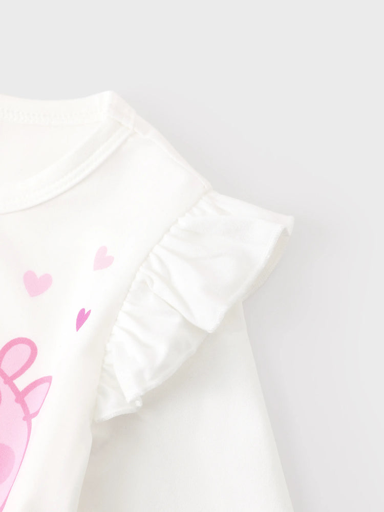 Peppa Pig Toddler Girl 2pcs Strawberry Donuts Flutter Long-sleeve T-shirt with Skirt Set Sequins Pink