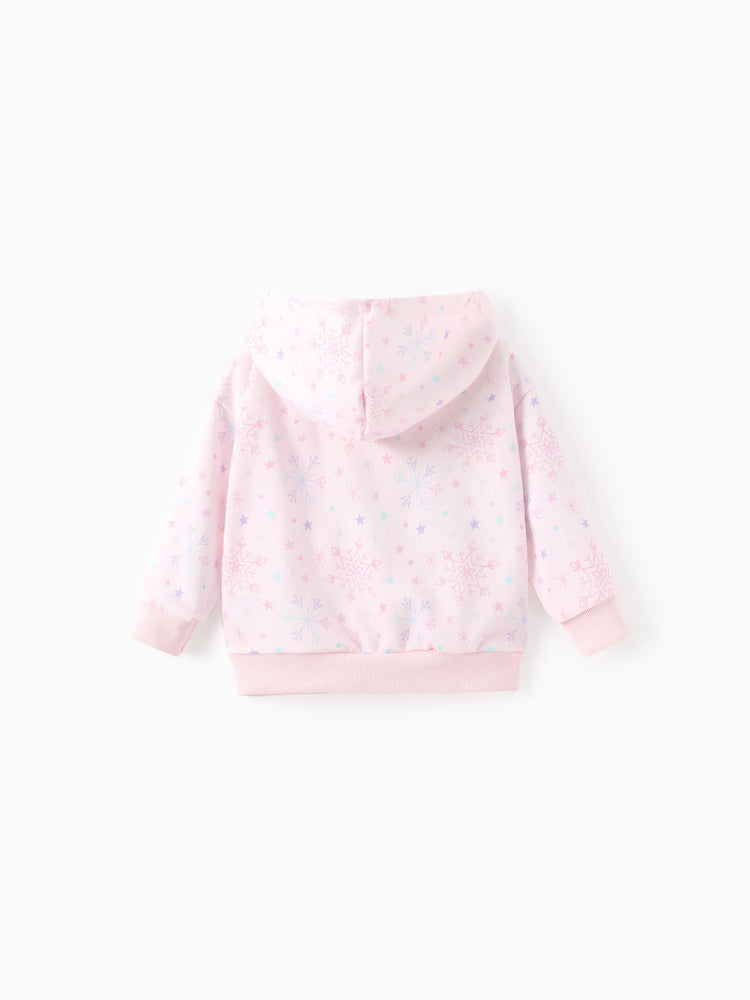 Disney Frozen Toddler Girl Elsa Front Zipper Closure and Kangaroo Pocket Hooded Jacket Pink