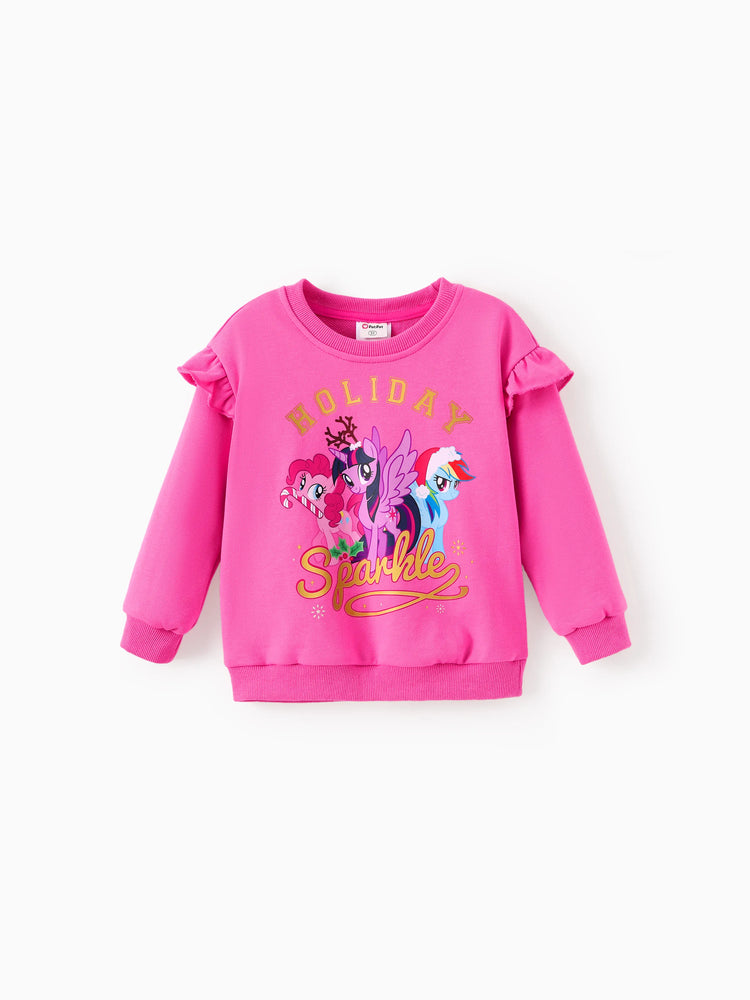 Ensemble 2 pièces sweat-shirt à volants et leggings évasés My Little Pony pour petite fille, rose vif
