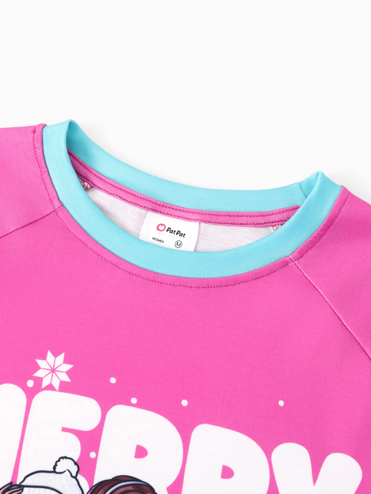 Barbie Weihnachten Mama und ich Schneeflocken-Print Pyjama-Set Fuchsie