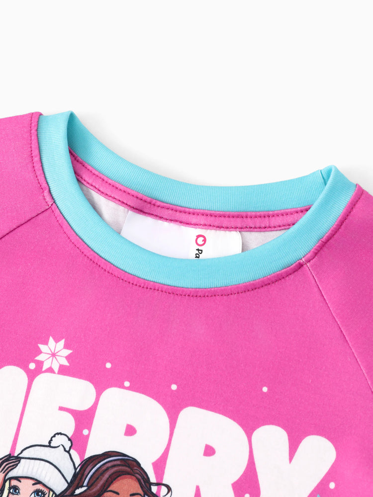 Barbie Weihnachten Mama und ich Schneeflocken-Print Pyjama-Set Fuchsie