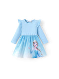Disney Frozen Toddler Girl Elsa Colorblock Flutter-sleeve Ruffle Dress Light Blue