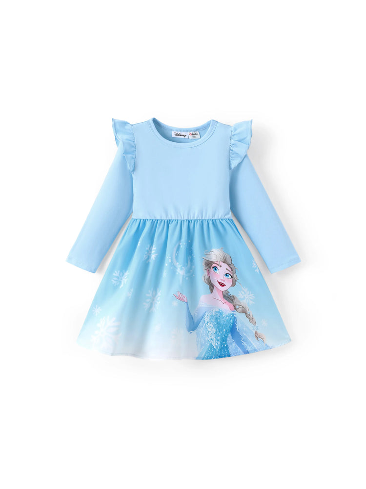 Disney Frozen Toddler Girl Elsa Colorblock Flutter-sleeve Ruffle Dress Light Blue