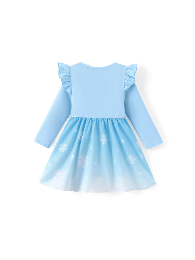 Disney Frozen Toddler Girl Elsa Colorblock Flutter-sleeve Ruffle Dress Light Blue