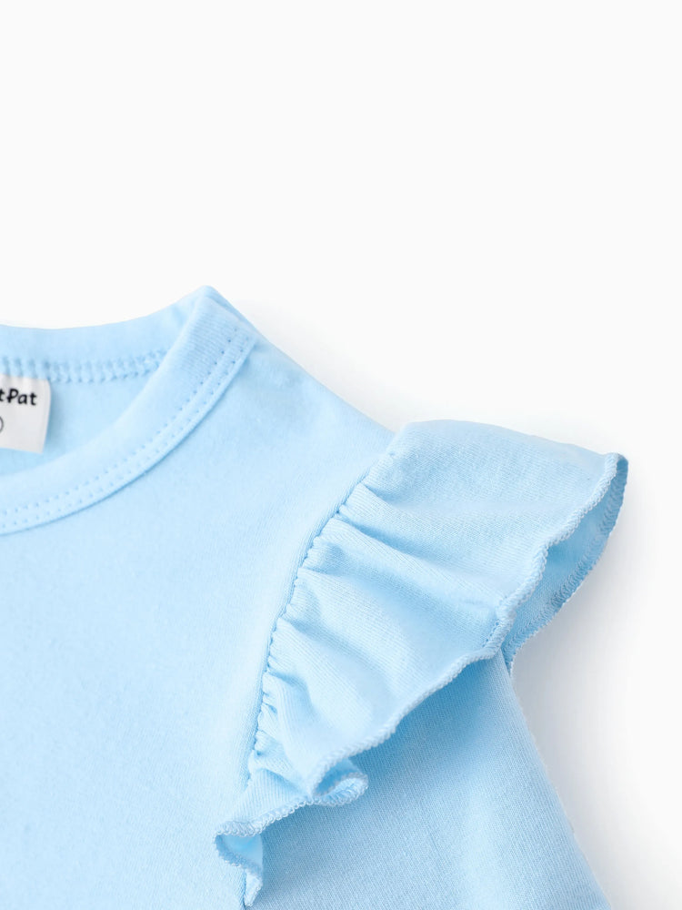 Disney Frozen Toddler Girl Elsa Colorblock Flutter-sleeve Ruffle Dress Light Blue