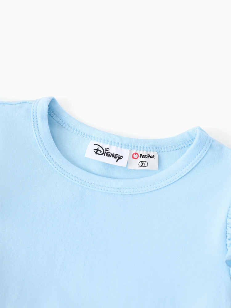 Disney Frozen Toddler Girl Elsa Colorblock Flutter-sleeve Ruffle Dress Light Blue