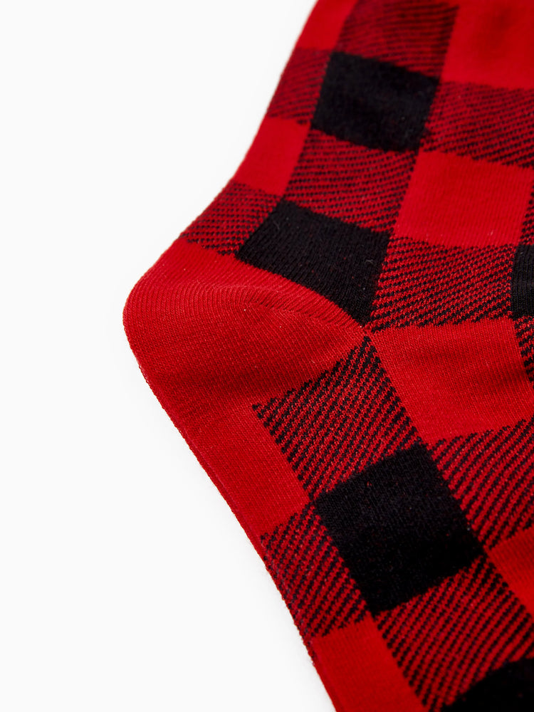 Calcetines navideños a cuadros rojos: calcetines de regalo festivo y calcetines de adorno para árboles para niños y adultos.