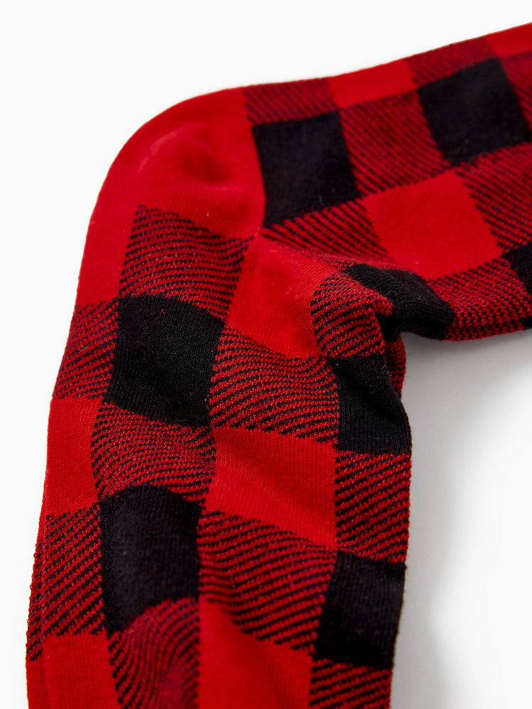 Calcetines navideños a cuadros rojos: calcetines de regalo festivo y calcetines de adorno para árboles para niños y adultos.