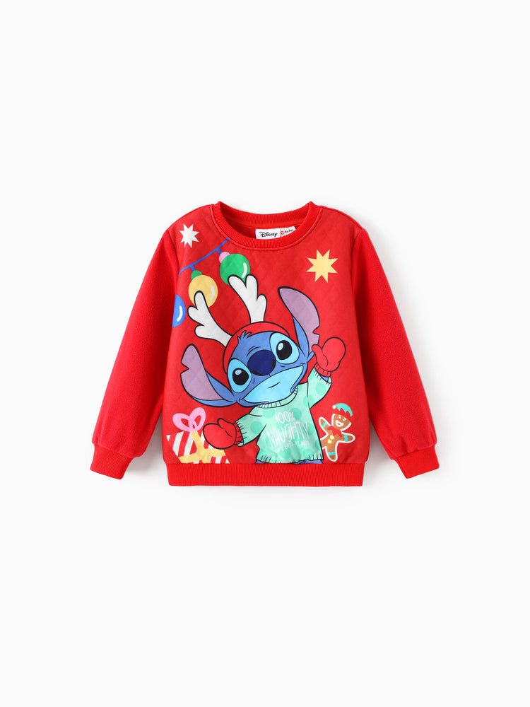 Sweat-shirt de Noël assorti Disney Stitch rouge