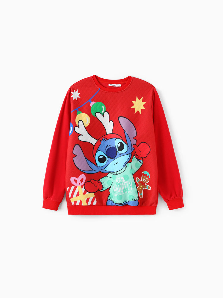 Sweat-shirt de Noël assorti Disney Stitch rouge