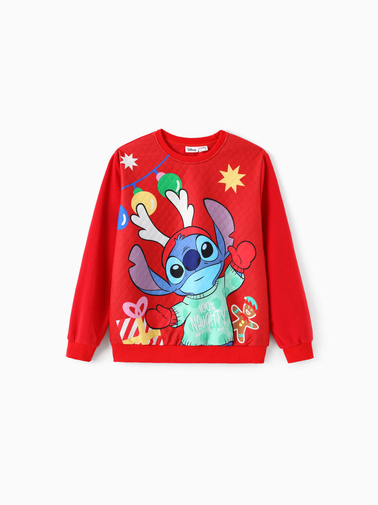 Sweat-shirt de Noël assorti Disney Stitch rouge