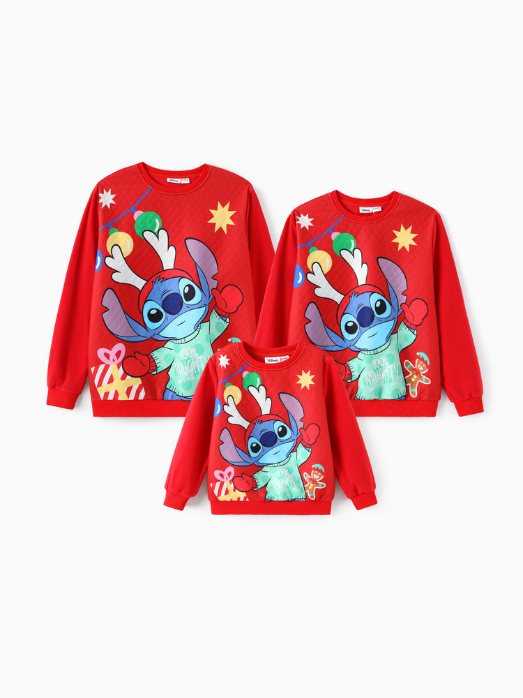 Sweat-shirt de Noël assorti Disney Stitch rouge