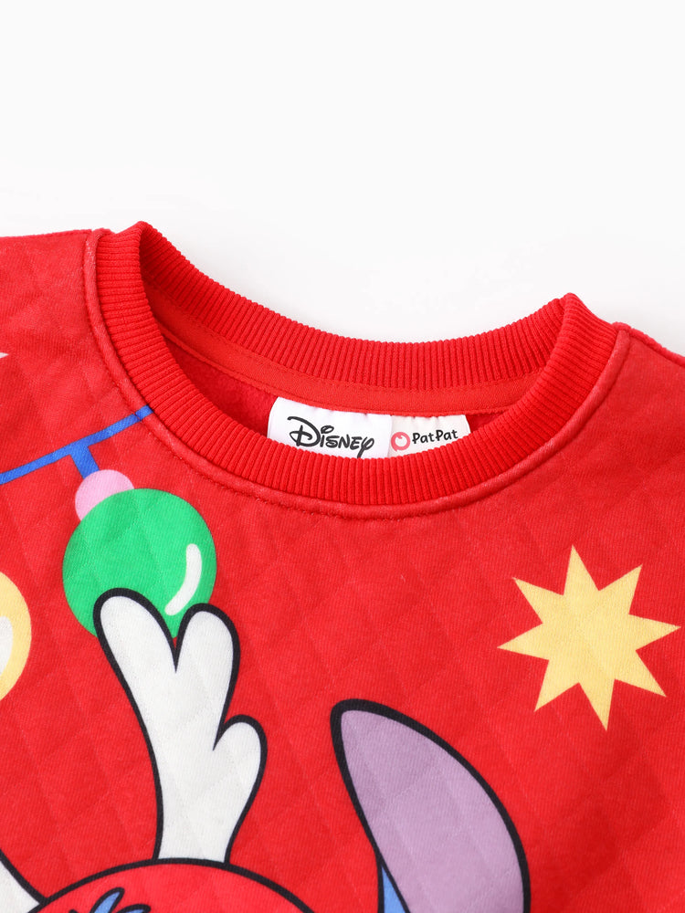 Sweat-shirt de Noël assorti Disney Stitch rouge