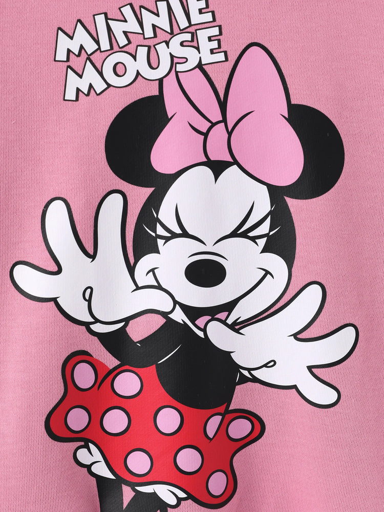 Disney Mickey and Friends Kleinkind/Kinder Mädchen 2tlg Minnie Polka Dot Kapuzenoberteil und Leggings Set  rosa