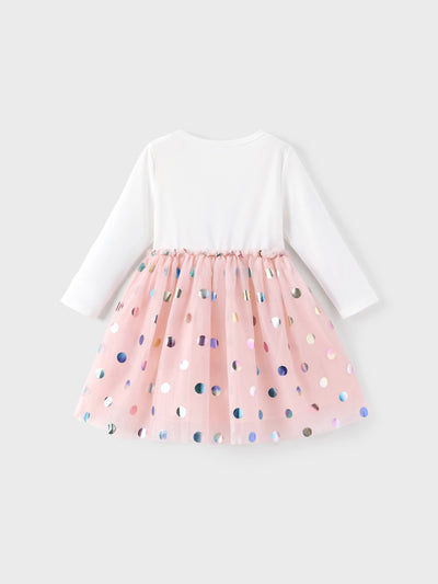 Disney Stitch Toddler Girl 62% Cotton Printed Mesh Dress White