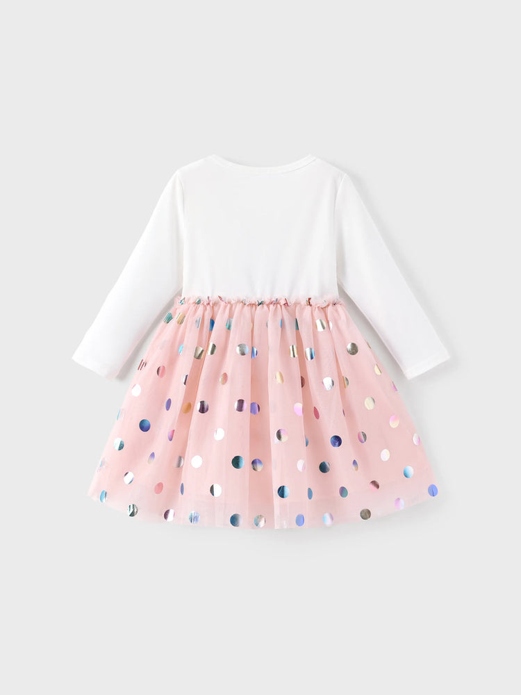 Disney Stitch Toddler Girl 62% Cotton Printed Mesh Dress White