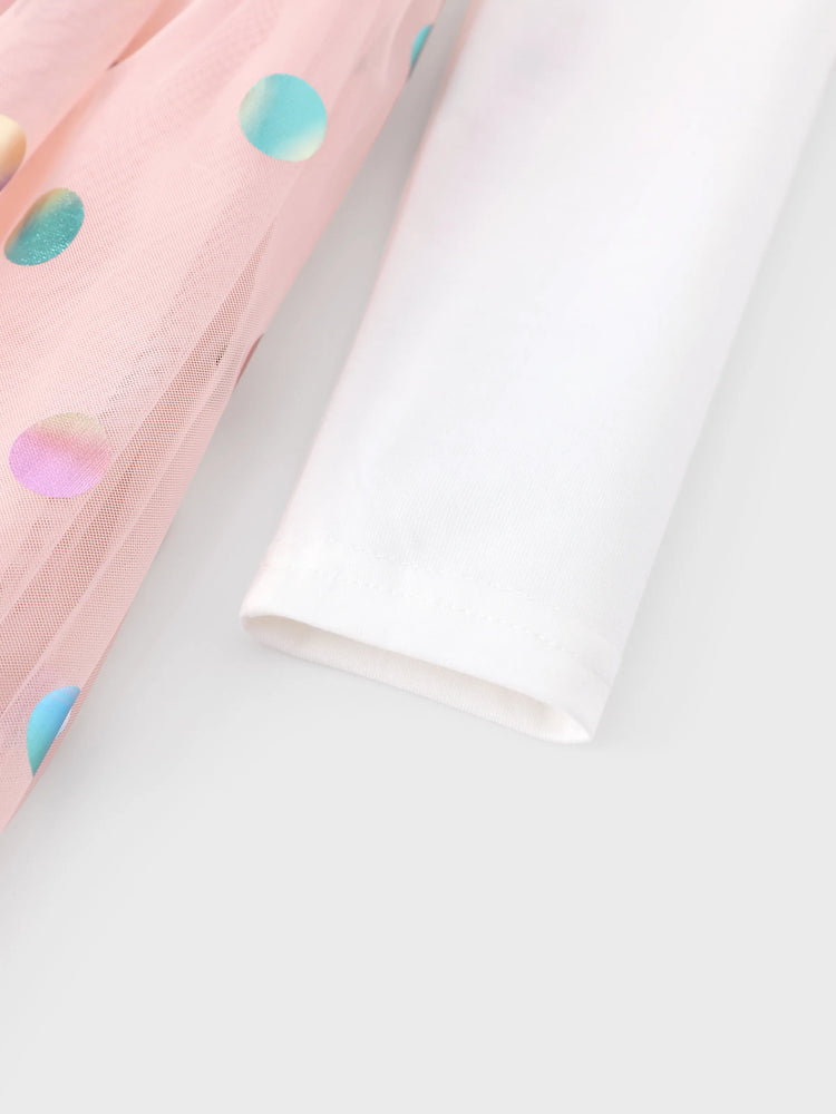 Disney Stitch Toddler Girl 62% Cotton Printed Mesh Dress White