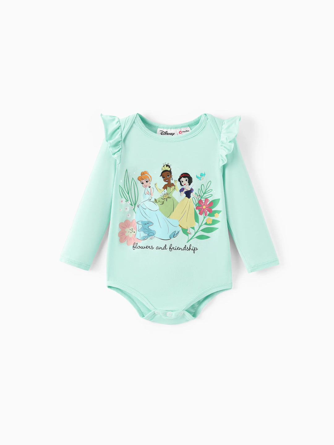 Conjunto de 2 piezas de top y leggings con mangas con volantes de bambú de Tiana, Cenicienta y Blancanieves para bebé niña, color verde