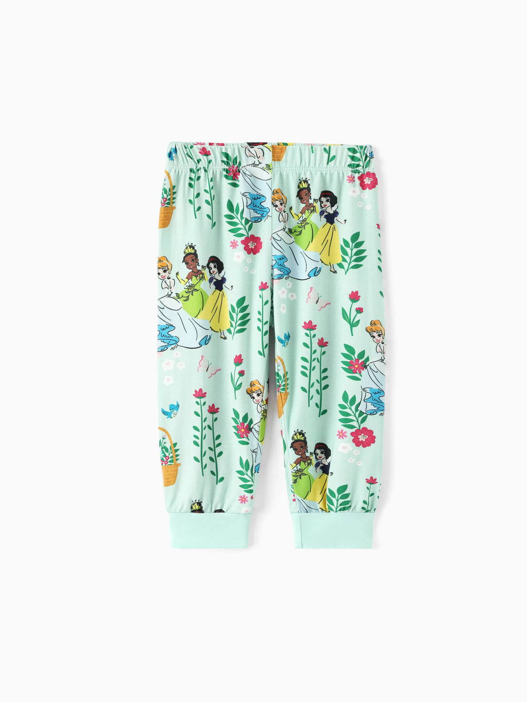 Conjunto de 2 piezas de top y leggings con mangas con volantes de bambú de Tiana, Cenicienta y Blancanieves para bebé niña, color verde