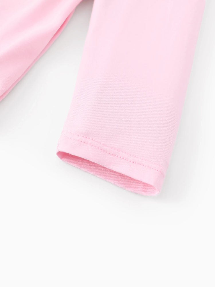 Ensemble 2 pièces haut à volants et leggings en bambou pour bébé fille, motif princesse Disney Tiana/Cendrillon/Belle, rose