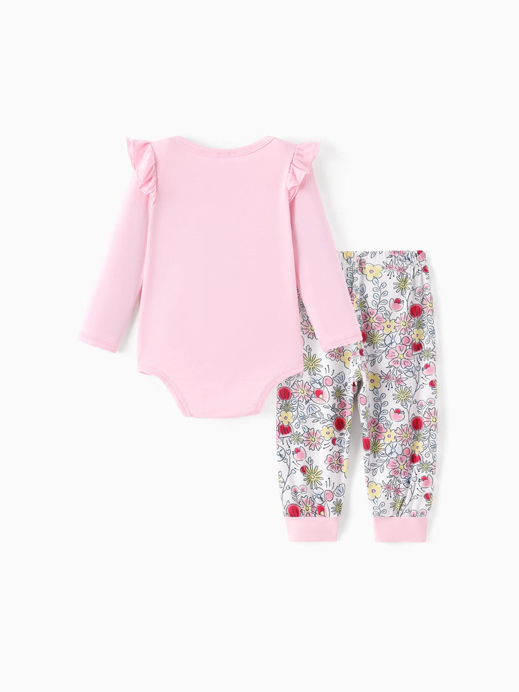 Ensemble 2 pièces haut à volants et leggings en bambou pour bébé fille, motif princesse Disney Tiana/Cendrillon/Belle, rose